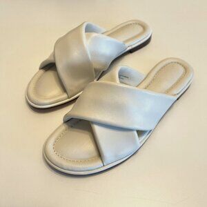 NEW J.Crew Menorca padded cross-strap leather sandals / 38 / ivory